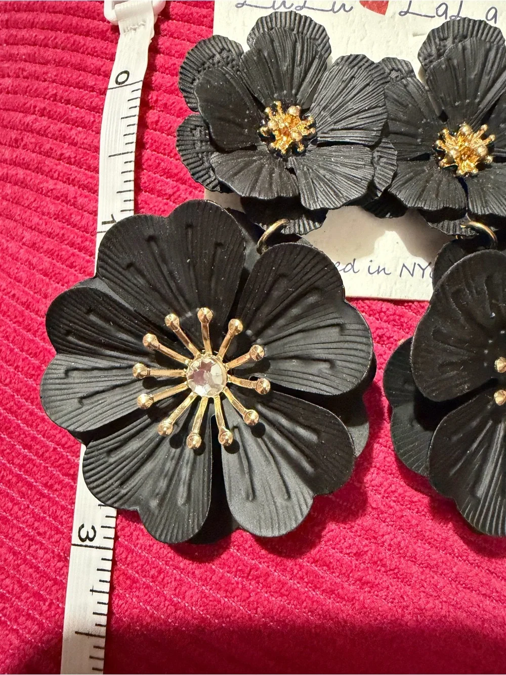 Lu Lu La La Black Flower Statement Earrings